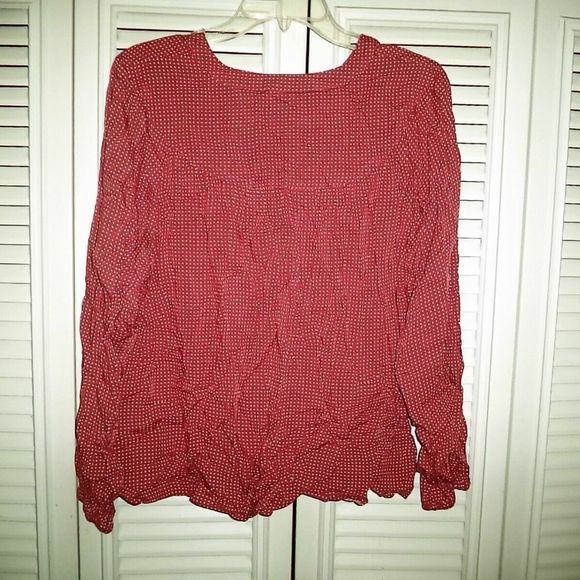 NEW! A NEW DAY LONG SLEEVE BUTTON UP TOP PINK/WHITE POLKA DOT-WOMENS SIZE XL - Picture 4 of 4